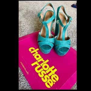 Charlotte Russe Suede Teal Wedges